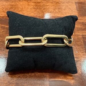 Paper Clip Gold Link Bracelet - Bold Chain Style